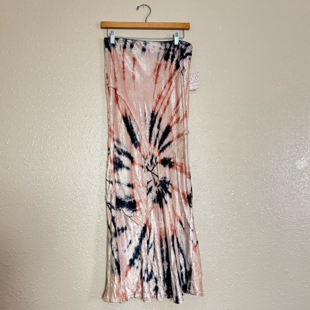 Free People Bali Serious Swagger Tie Dye Velvet Midi Pencil Skirt - Picture 2 of 10